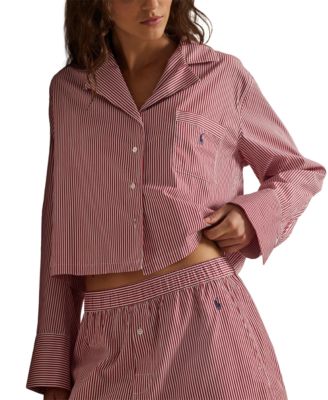 Women's 2-Piece Cropped Shirt and Boxer Shorts Pajama Set
