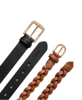 Women's Two Pack - Skinny Braid and Harness Buckle Belt Set