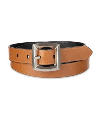 Women's Two-in-One Reversible Puffed Beveled Edge Buckle Belt