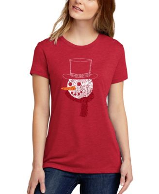 Women's Snowman Face Word Art Short-Sleeve T-Shirt