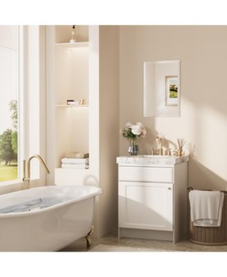 Inch Beveled Bathroom Vanity Mirror Shatterproof Frameless Wall Mirrored Over Sink Horizontal/Vertical