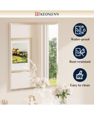 Inch Beveled Bathroom Vanity Mirror Shatterproof Frameless Wall Mirrored Over Sink Horizontal/Vertical