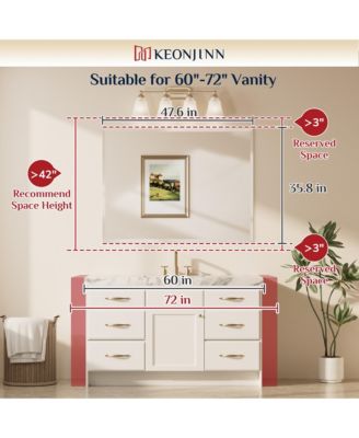 Inch Beveled Bathroom Vanity Mirror Shatterproof Frameless Wall Mirrored Over Sink Horizontal/Vertical