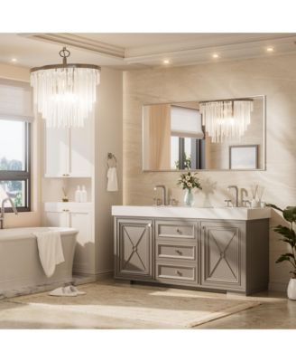 Inch Brushed Nickel Bathroom Vanity Mirror Metal Framed Over Sink Wall Mirror Horizontal/Vertical