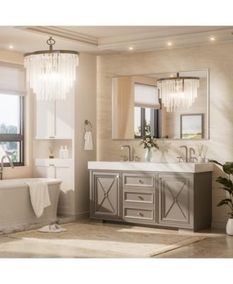 Inch Brushed Nickel Bathroom Vanity Mirror Metal Framed Over Sink Wall Mirror Horizontal/Vertical