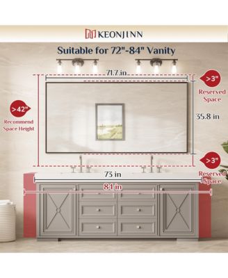 Inch Brushed Nickel Bathroom Vanity Mirror Metal Framed Over Sink Wall Mirror Horizontal/Vertical