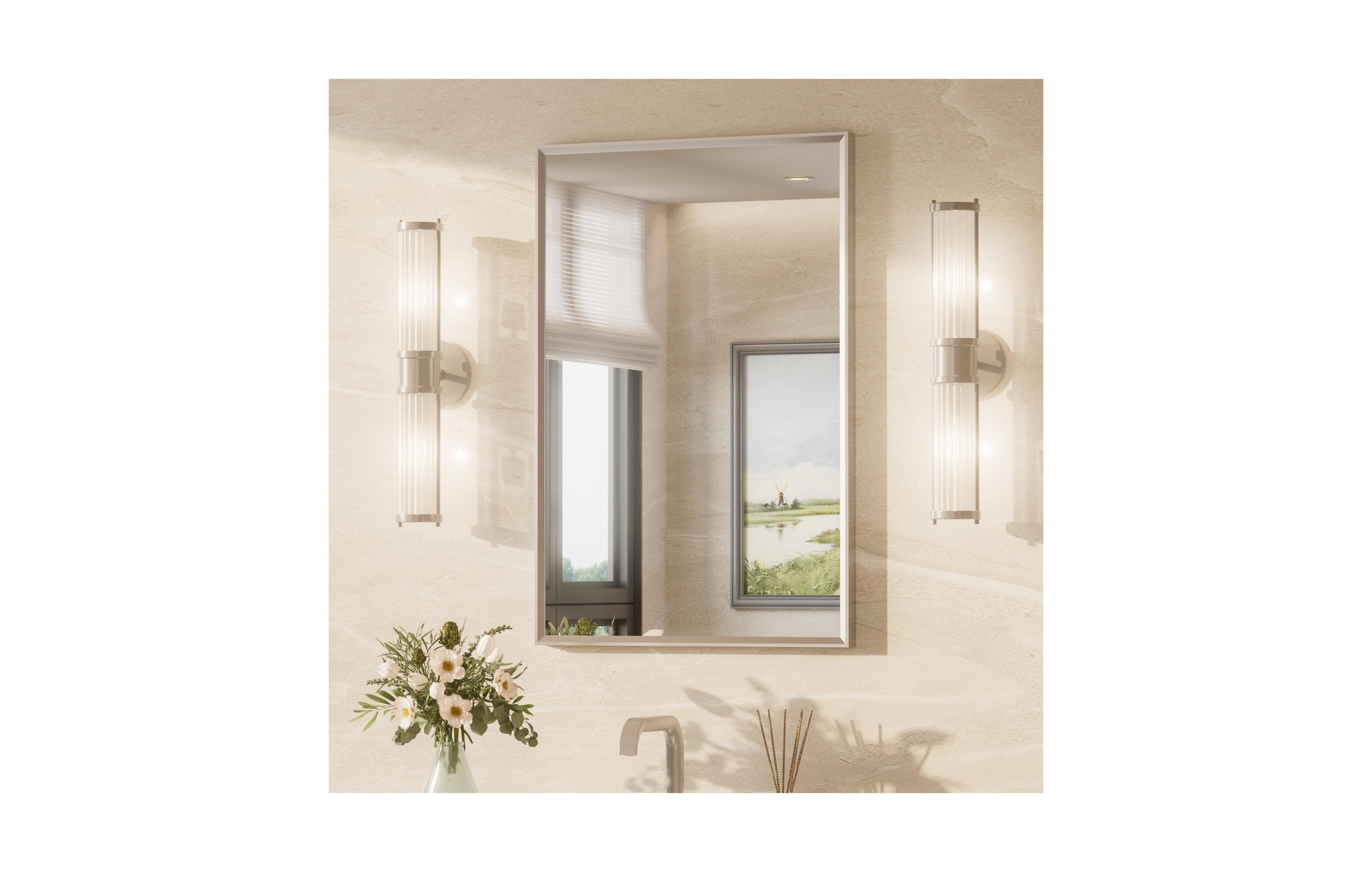 Keonjinn Inch Brushed Nickel Bathroom Vanity Mirror Metal Framed Over Sink Wall Mirror Horizontal/Vertical