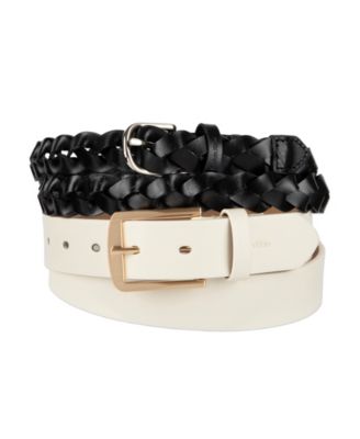 Women's Two Pack - Skinny Braid and Harness Buckle Belt Set