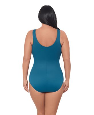 Women's Plus Must Haves Oceanus Tummy Control One Piece Swimsuit