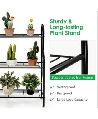 3-Tier Scrollwork Designed Metal Plant Stand-Black