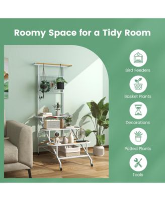 4-Tier Hanging Plant Stand with Hanging Bar