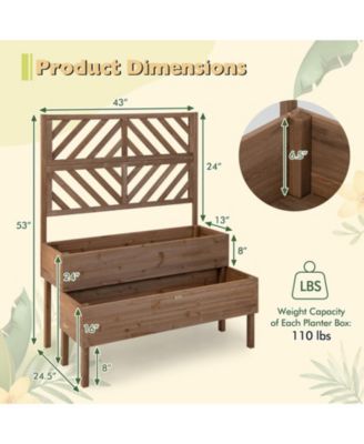 2-Tier Raised Garden Bed with Trellis-Brown