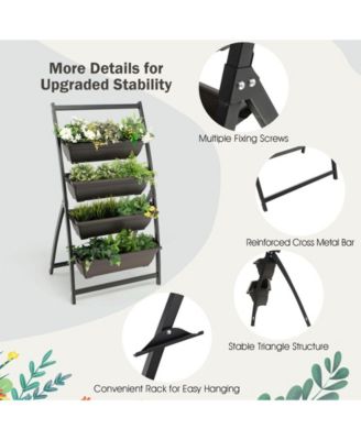 4-Tier Vertical Raised Garden Bed with 4 Containers and Drainage Holes