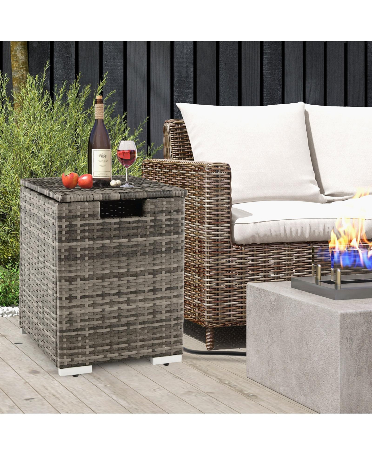 Sugift 2-in-1 Patio Rattan Gas Propane Tank Cover for 20 lbs Propane Tanks