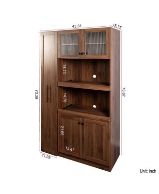 Kitchen Pantry Cabinet with 4 Doors and Pull-Out Multi-Tier Storage Shelves for Kitchen and Dining Room