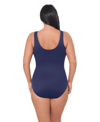 Women's Plus Illustionists Crossover Tummy Control One-Piece Swimsuit