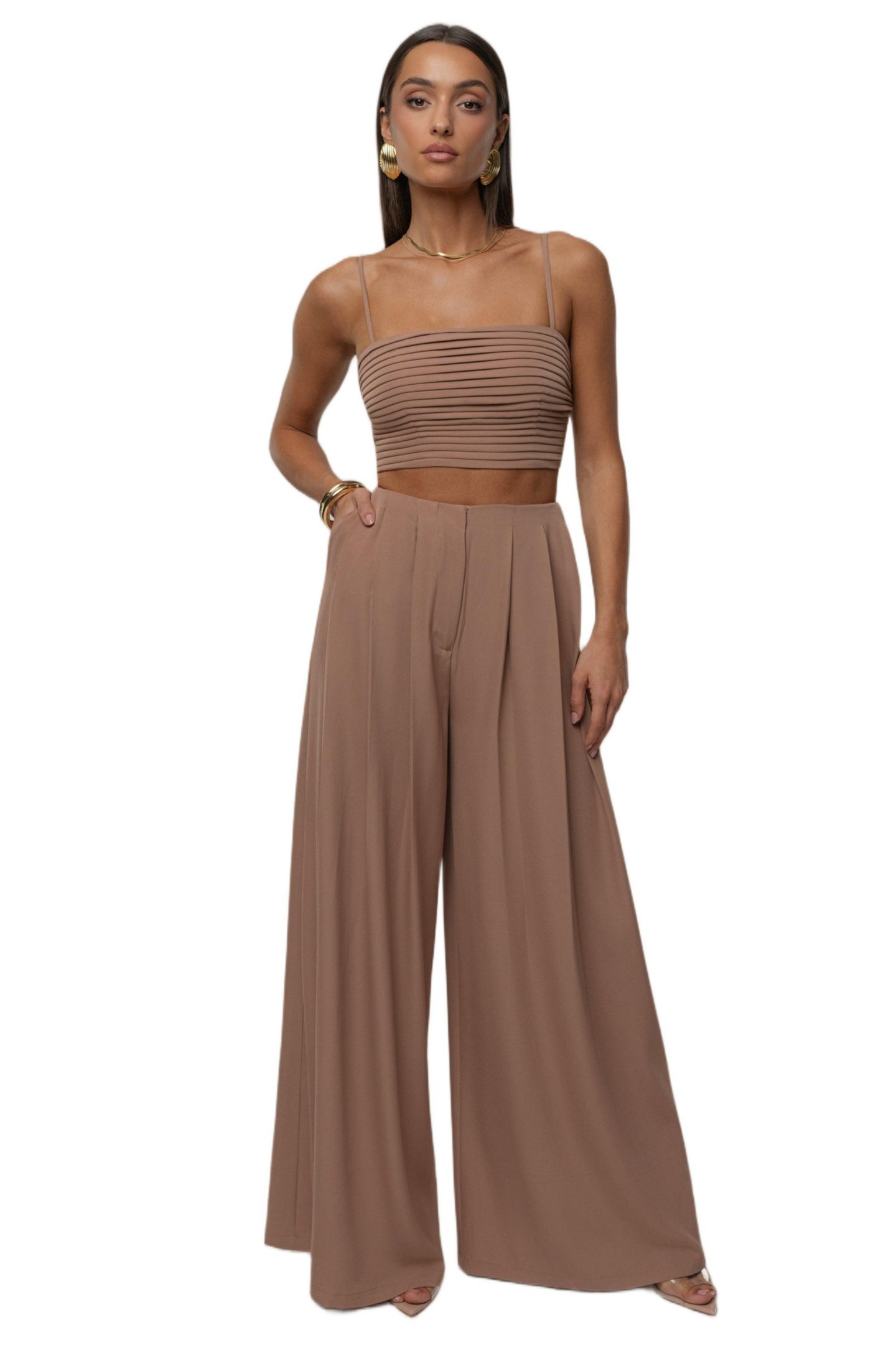 Женский комплект JLUXLABEL Serenade Pant Set, цвет: Бежевый — фото 2
