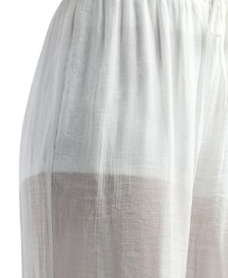 Junior's Resort Gauzy Texture Mid Rise Wide Leg Pants