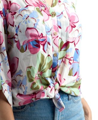 Junior's Resort Print Button-Up Shirt