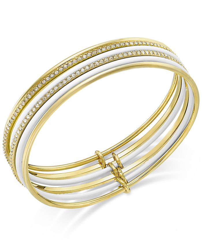 kate spade new york Gold Tone Blue Enamel Stacked Bangle Bracelets
