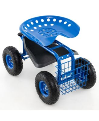 4-Wheel Rolling Garden Cart Work Seat