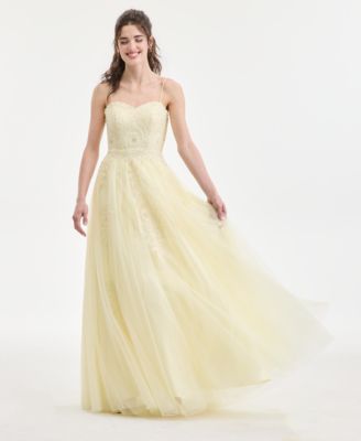 Juniors' Strapless Embellished Ballgown
