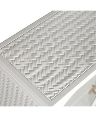 27.56" Two-Door Wall Cabinet with Glass Doors and Three-Tier Storage Featuring Woven Pattern for Living Spaces