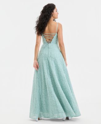 Juniors' Beaded-Soutache Ball Gown