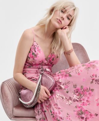 Juniors' Smocked Sequinned Gown