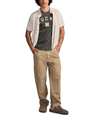 Men's Short-Sleeve Striped Linen Knit Shirt