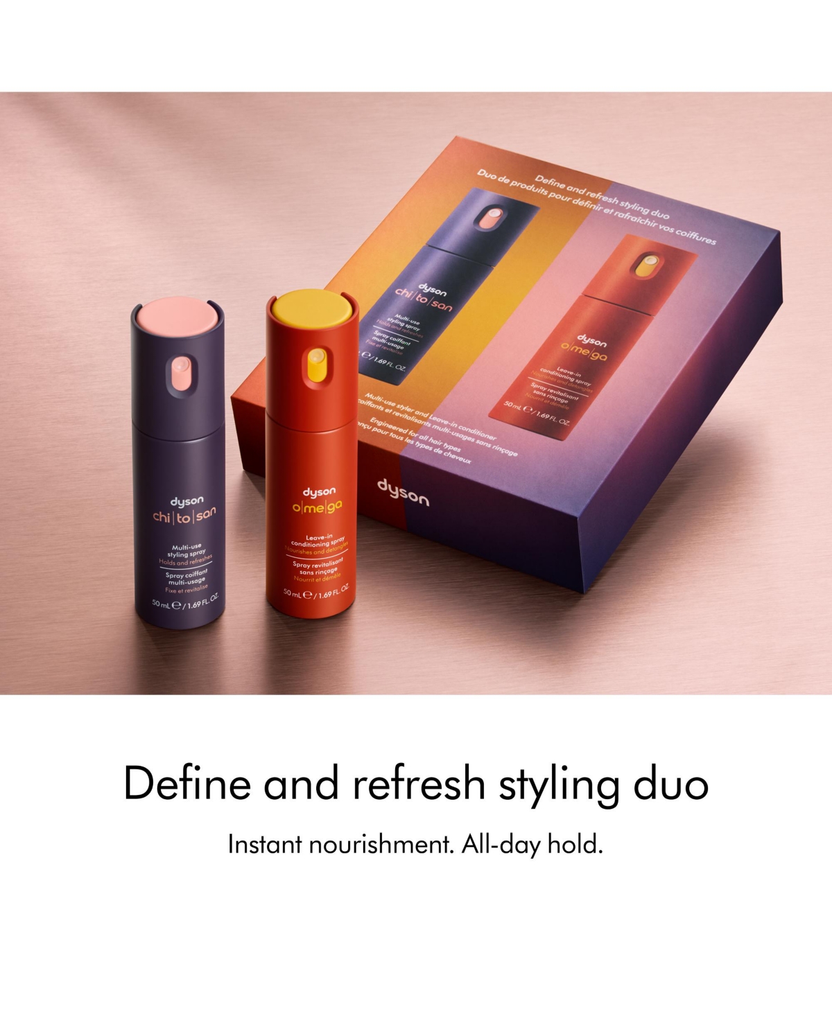 Dyson Omega Leave-in conditioning spray (50mL) and Dyson Chitosan Multi-use styling spray (50mL)