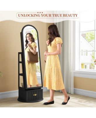 63" Jewelry Cabinet with Drawer and Rotating Full-Length Mirror