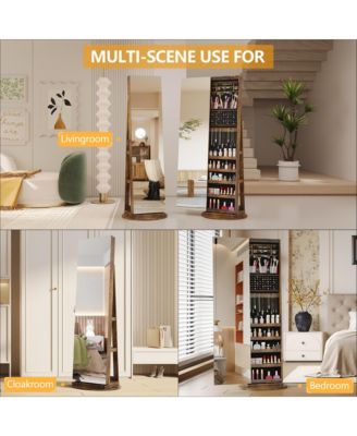 360&deg; Swivel Free-Standing Jewelry Armoire Cabinet with Mirror