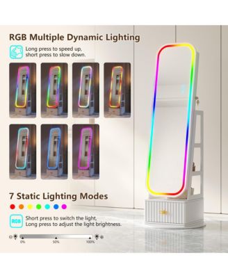 360&deg; Swivel Jewelry Cabinet with RGB Lights and Full-Length Mirror