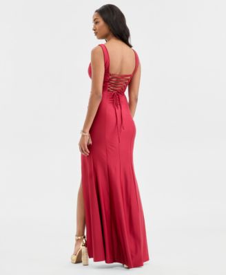 Juniors' Corset Lace-Up-Back Gown
