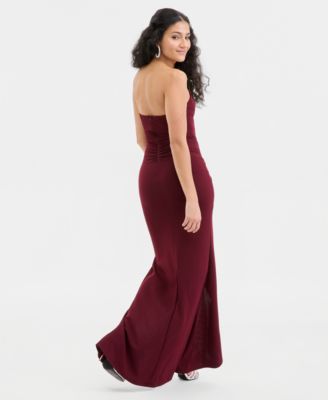 Juniors' Strapless Sweetheart-Neck Corset Gown
