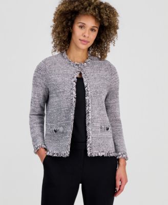Women's Tweed Fringed Cardigan Jacket
