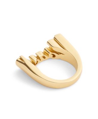 Faux Stone Signature Coach Name Plate Band Ring