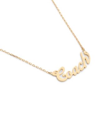 Faux Stone Signature Coach Name Plate Pendant Necklace