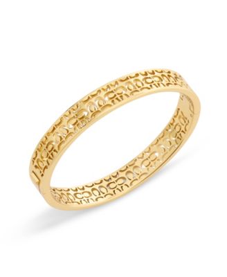 Gold Signature Quilted Cut Out Bangle Bracelet