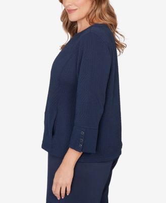 Plus Size Abstract Textured Pucker Knit Boxy Top