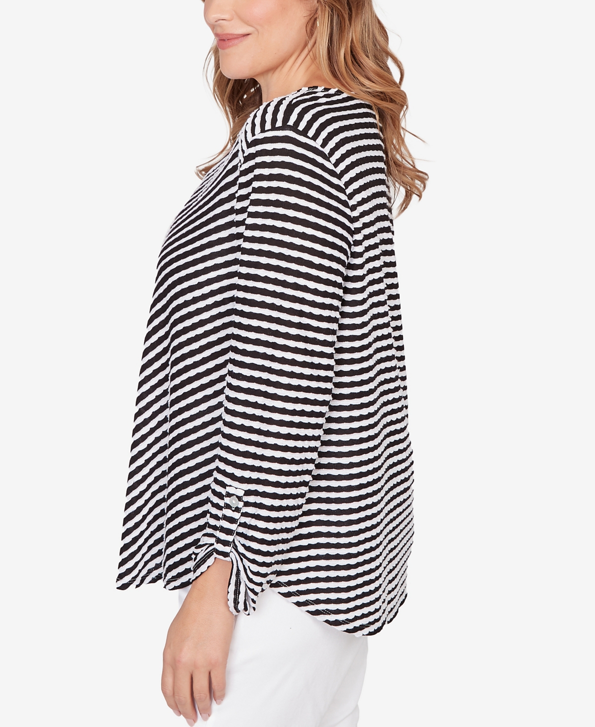 Ruby Rd. Plus Size Mitered Scallop Stripe Tunic Top In Multi