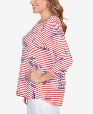 Plus Size Striped Sailboat Knit Top