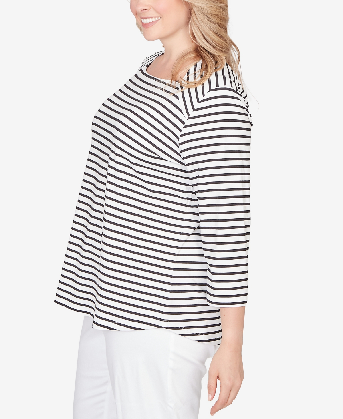 Ruby Rd. Plus Size Classic Marine Stripe Knit Top In White