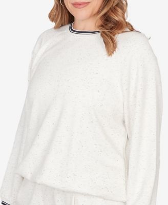 Plus Size Bubble Hem Fleck Knit Pullover Top