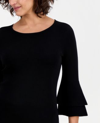 Petite Double-Flare-Sleeve Pullover Sweater