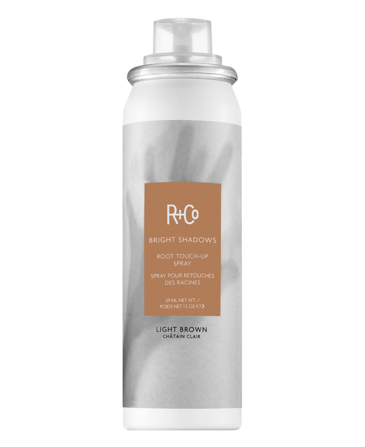 R + Co Bright Shadows Root Light Brown Touch Up Spray, 1.5 Oz. In Transparent