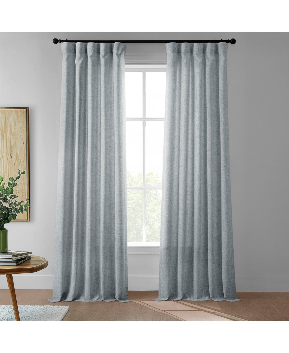 Half Price Drapes FarmTown Faux Linen Sheer Curtain Pair (2 Panels