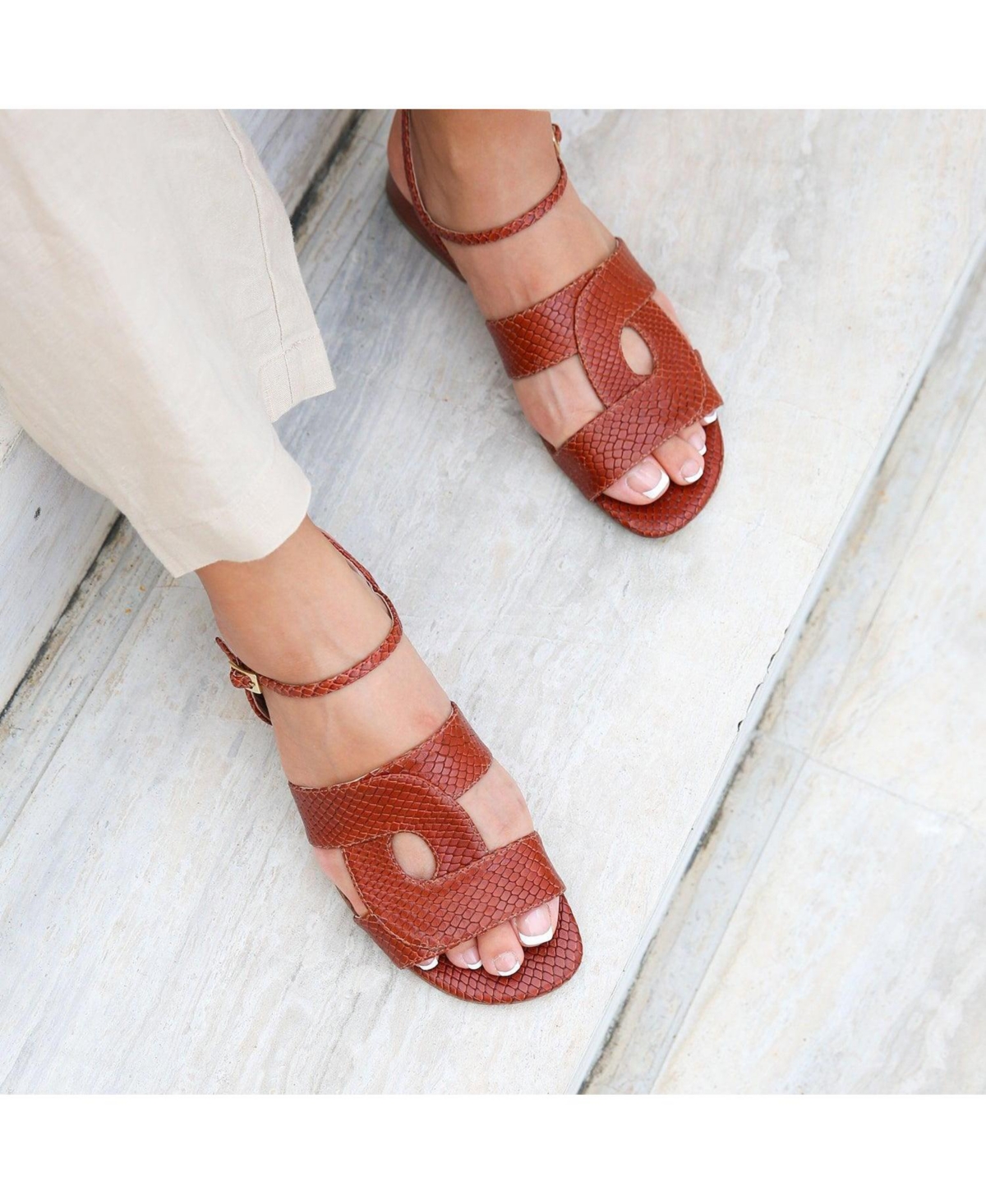 Alterre Women's Brown Snake Amal Customizable Sandal