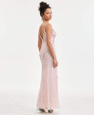 Juniors' Beaded Evening Gown